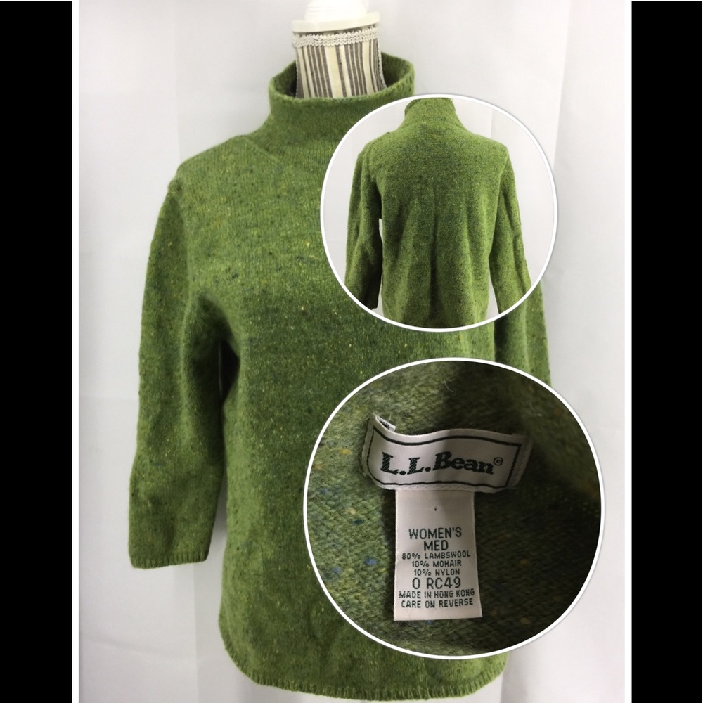 VTG LL BEAN WOOL MOHAIR GREEN MED SWEATER